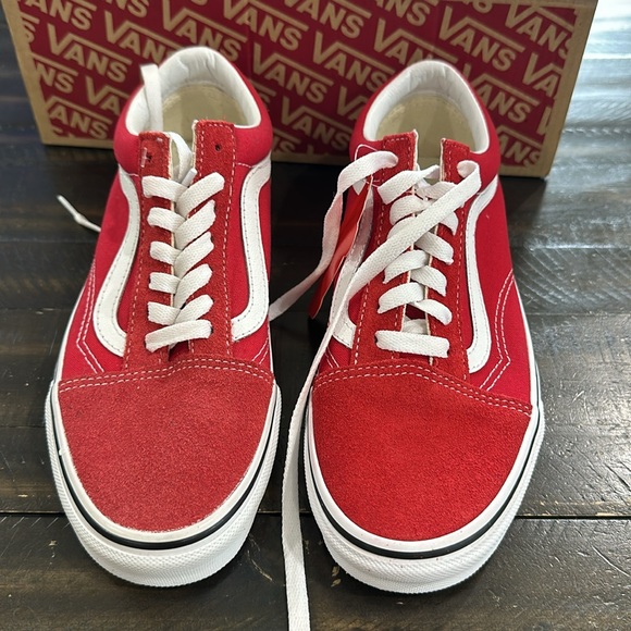 Vans Old Skool Red and White womens 7 asa - Picture 2 of 3